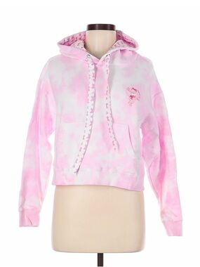 Pink Tie-Dye Cropped Hoodie with Heart-Print Roller Rabbit loveshackfancy medium